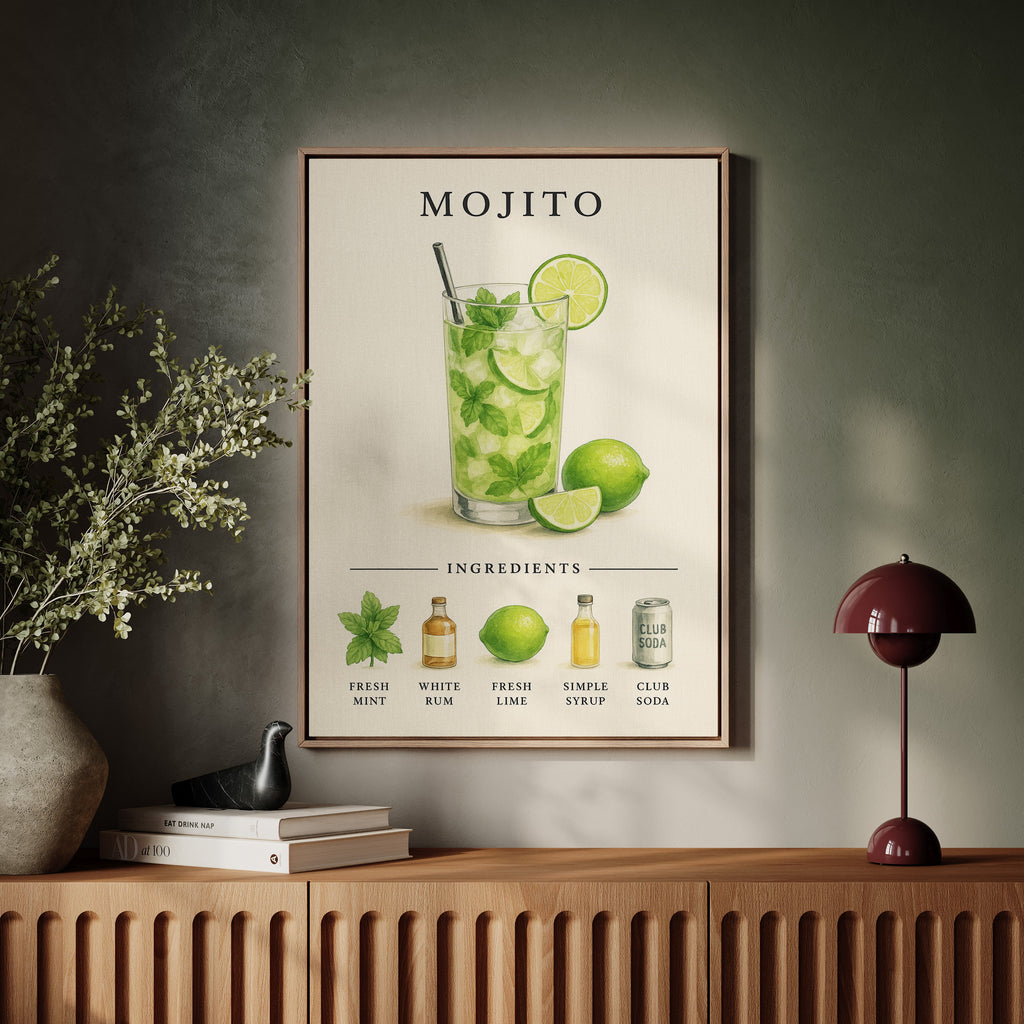 Mojito Cocktail Recipe Art Print