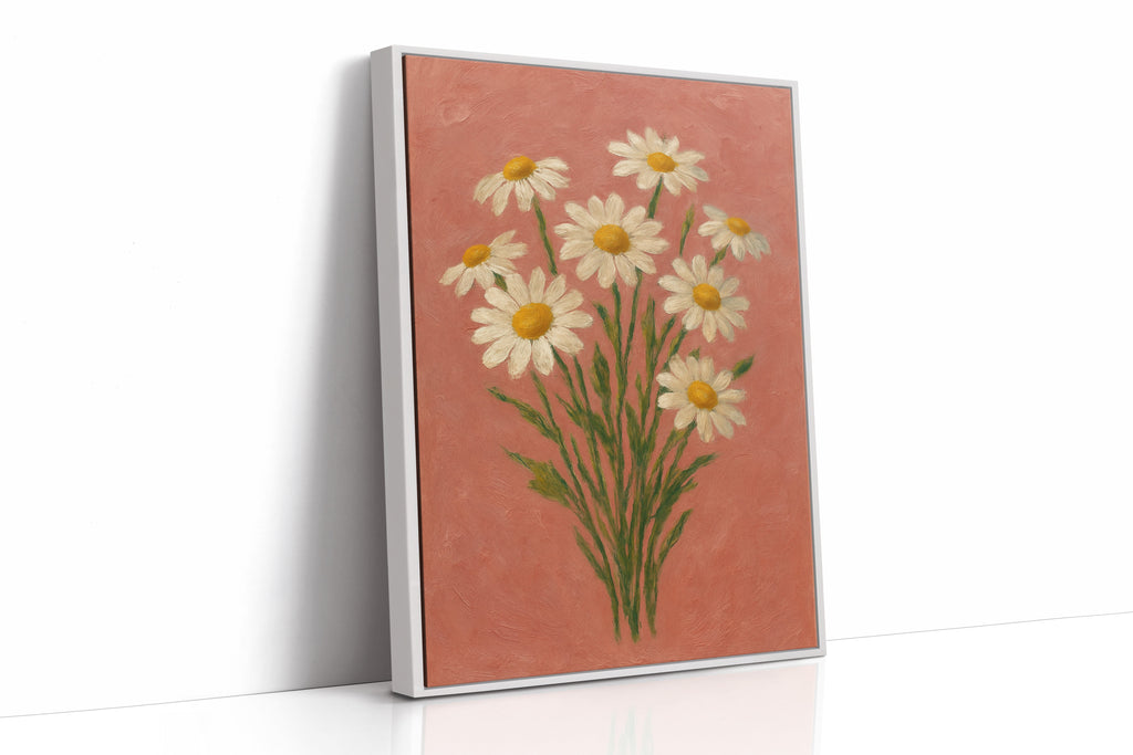 Wild Daisies on Blush Canvas