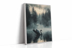 Black Swan in the Forest Mist