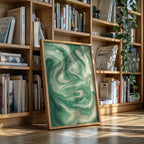 Emerald Waves: Abstract Fluid Art Print