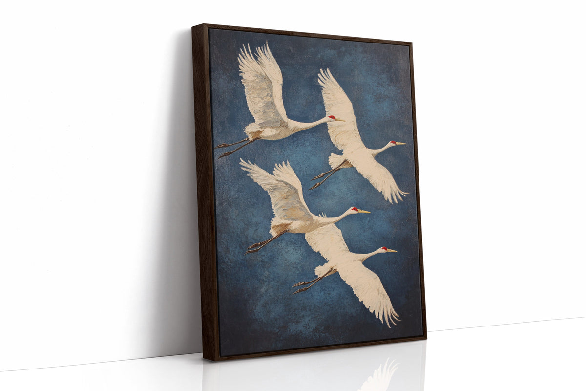 Graceful Flight – Vintage Crane Wall Art, Elegant Nature-Inspired Home Decor