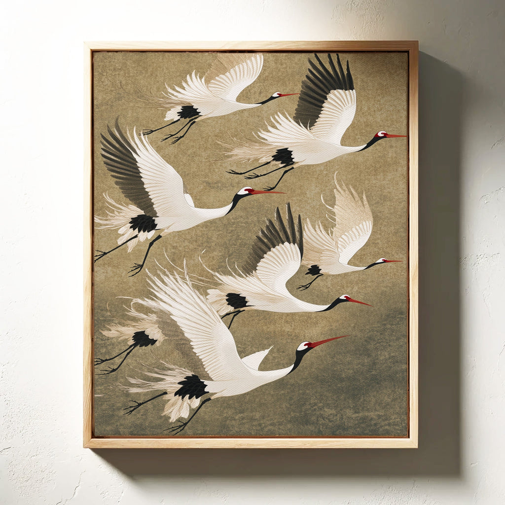 Elegant Japanese Crane Wall Art – Traditional Nature-Inspired Print