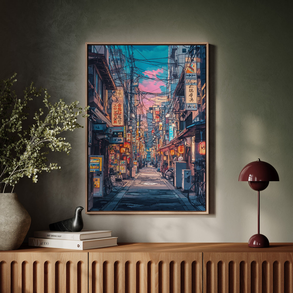 Vibrant Tokyo Street Art Print – Neon Cityscape Aesthetic