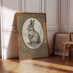 Victorian Rabbit in Floral Frame