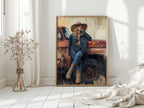 Denim Cowgirl by the Rusted Truck