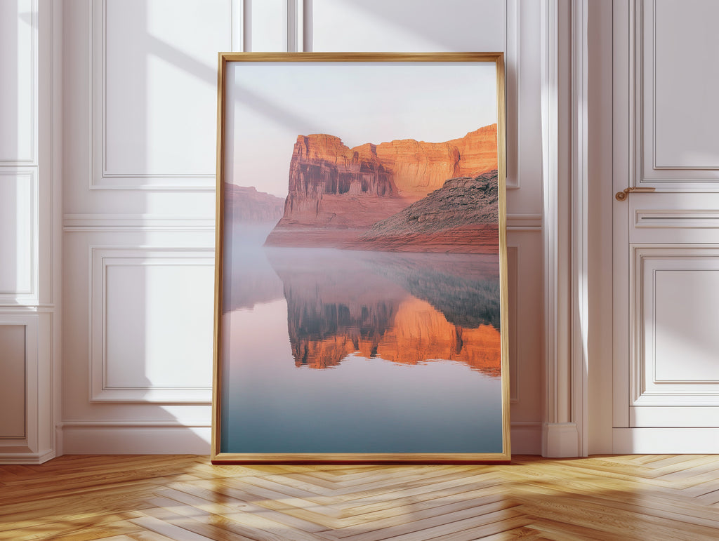 Desert Cliffs Reflected in Morning Mist