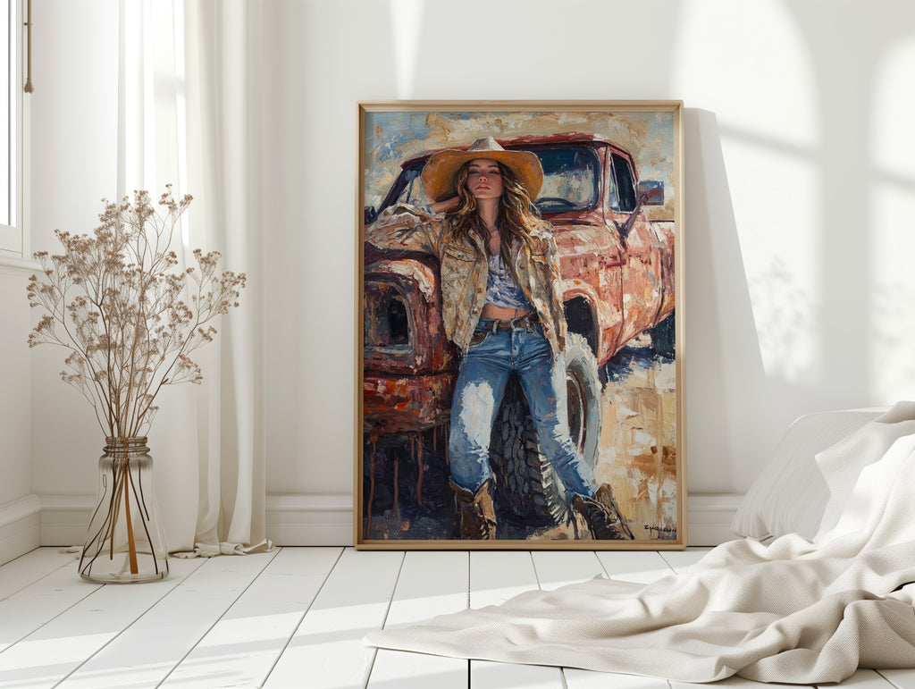 Rebel Cowgirl by the Rusted Pickup