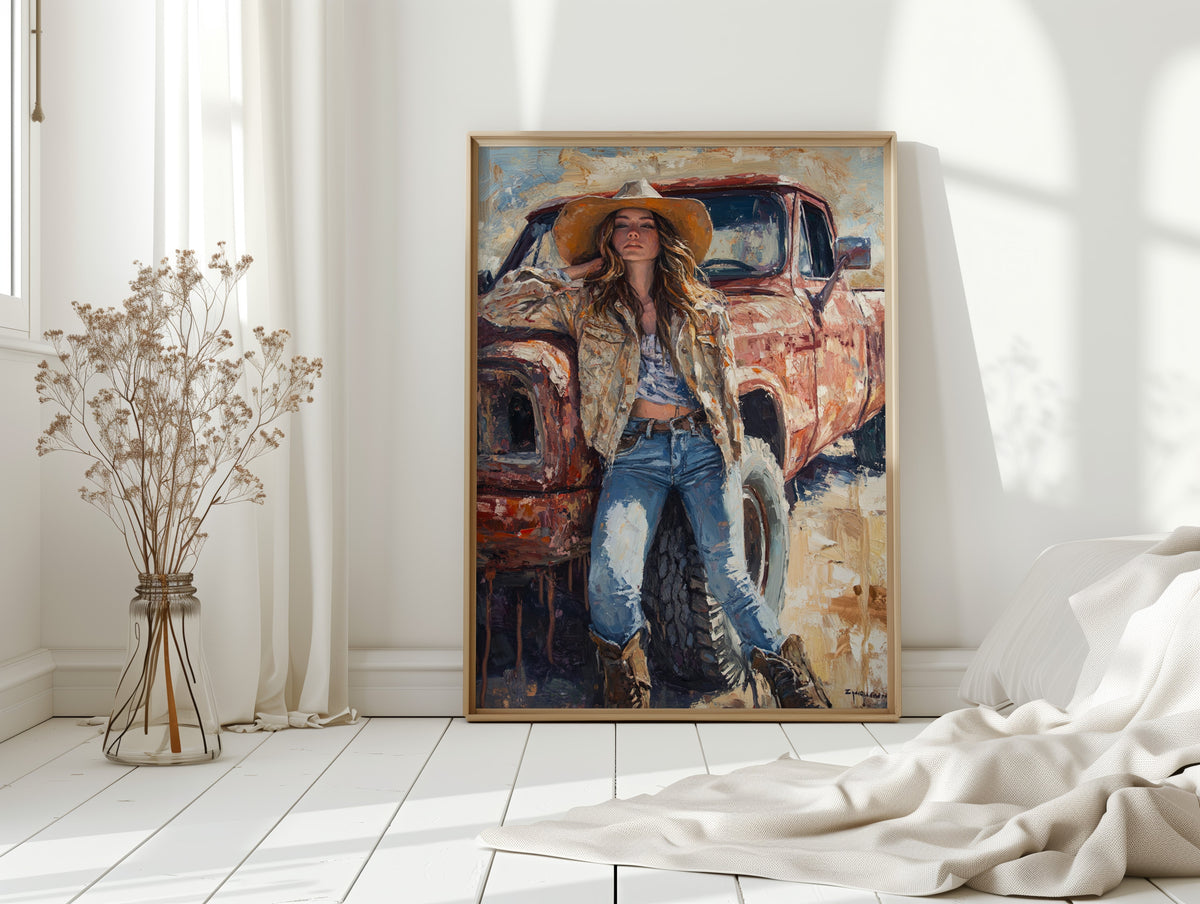 Rebel Cowgirl by the Rusted Pickup