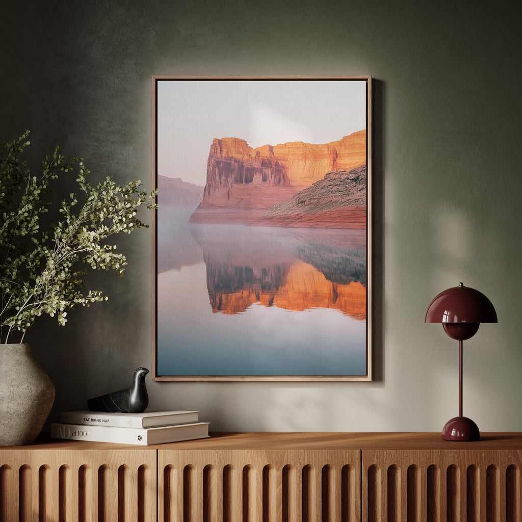 Desert Cliffs Reflected in Morning Mist