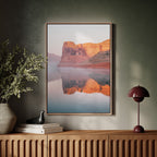 Desert Cliffs Reflected in Morning Mist