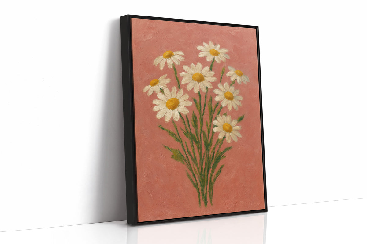 Wild Daisies on Blush Canvas
