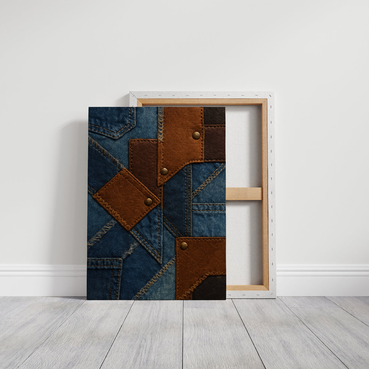 Western Patchwork Denim and Leather Print