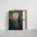 Harvest Moon Forest: Serene Mountain Landscape Canvas Wall Art