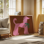 Pink Poodle with a Green Bow