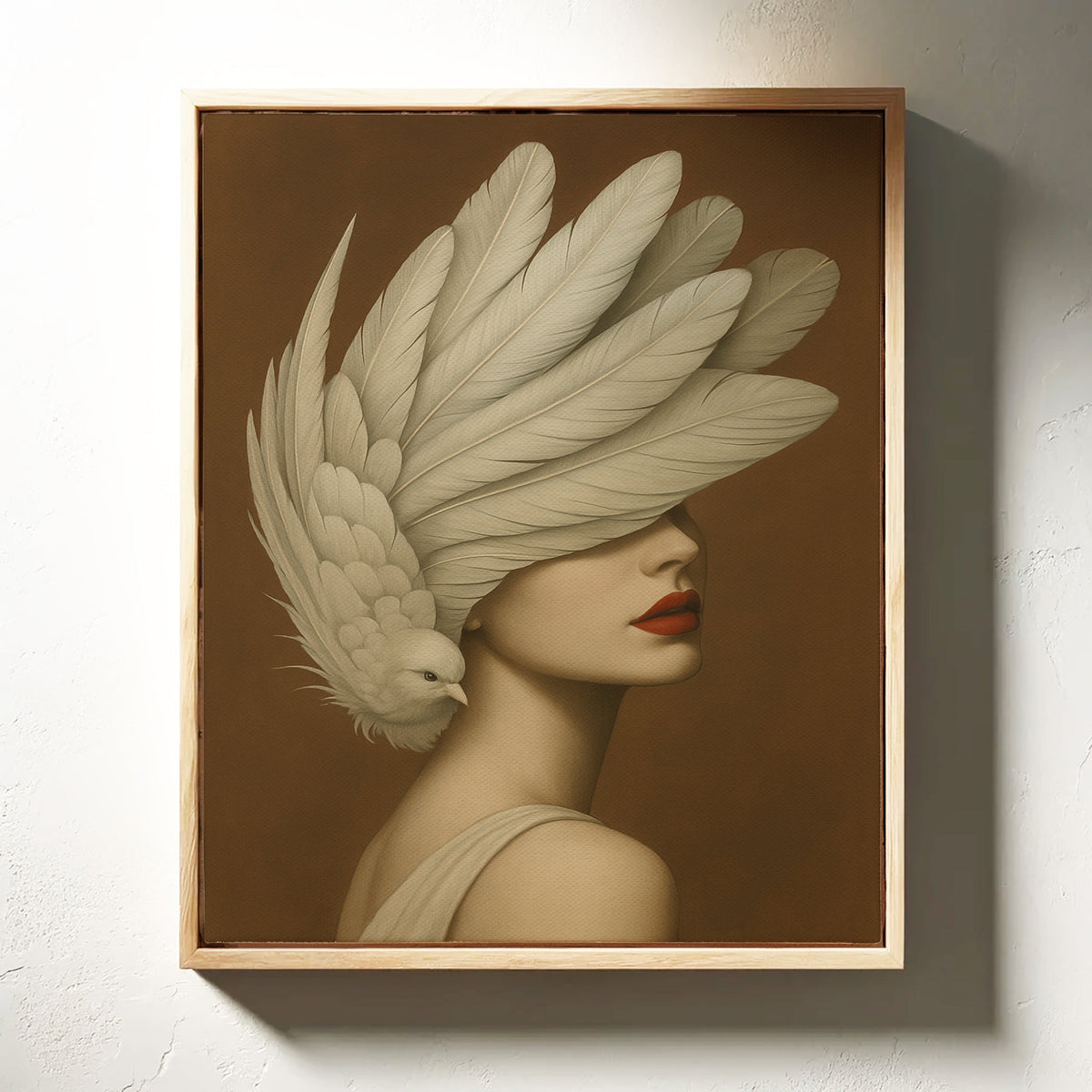 Winged Elegance in Ivory and Crimson