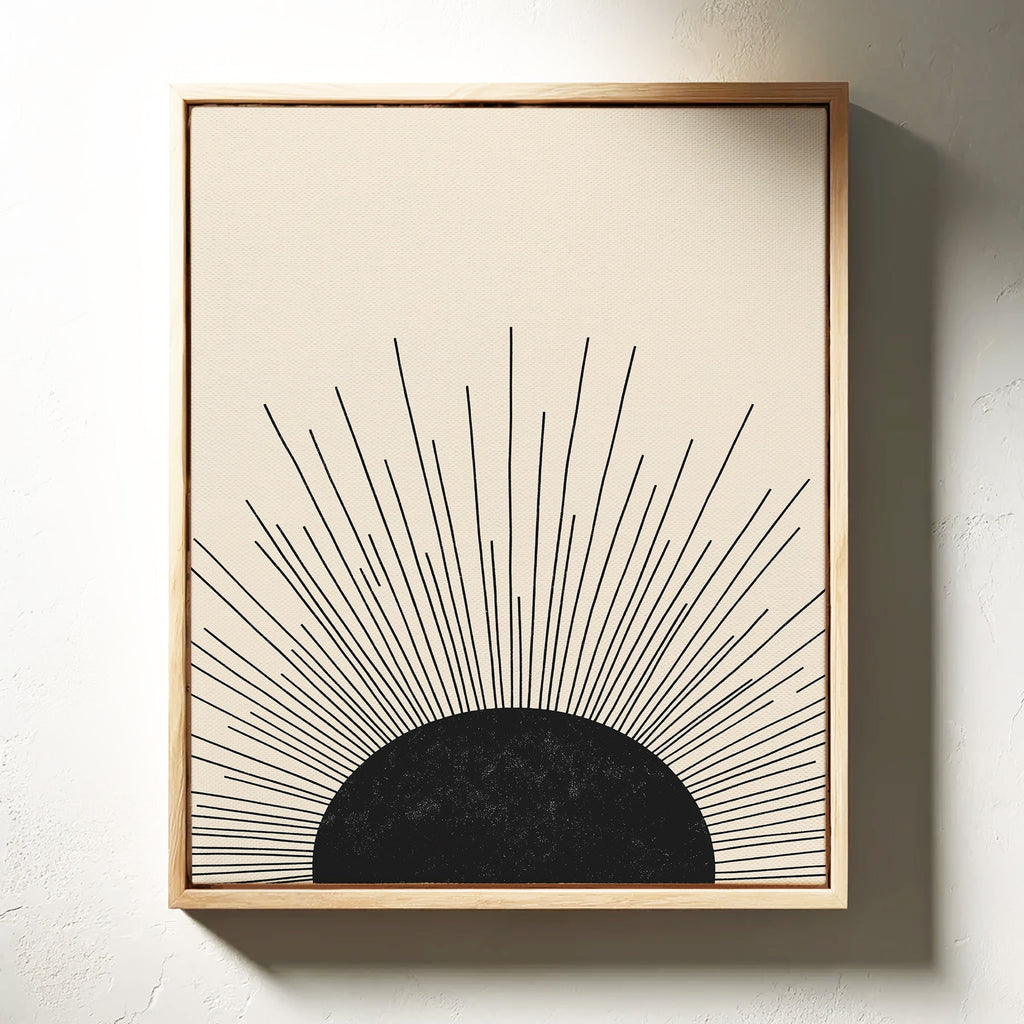 Minimal Black Sunburst Rising