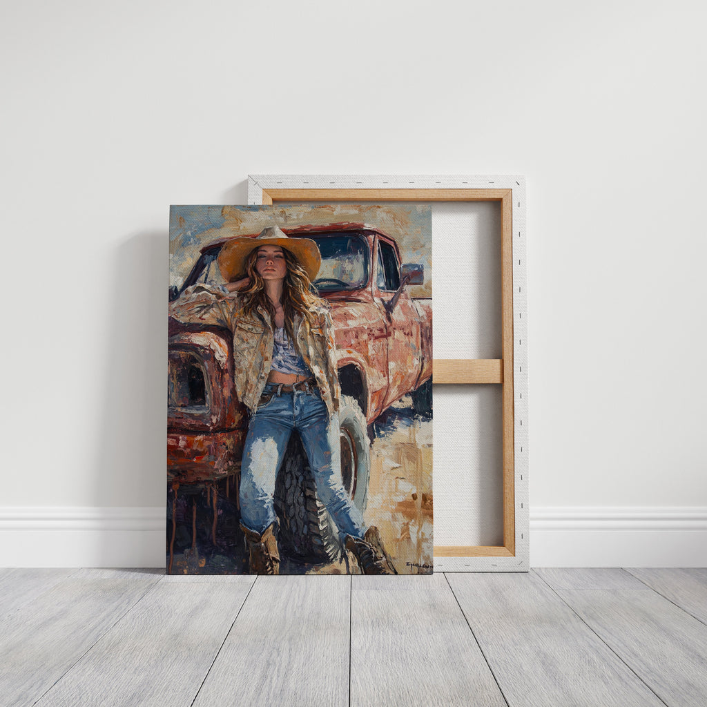 Rebel Cowgirl by the Rusted Pickup