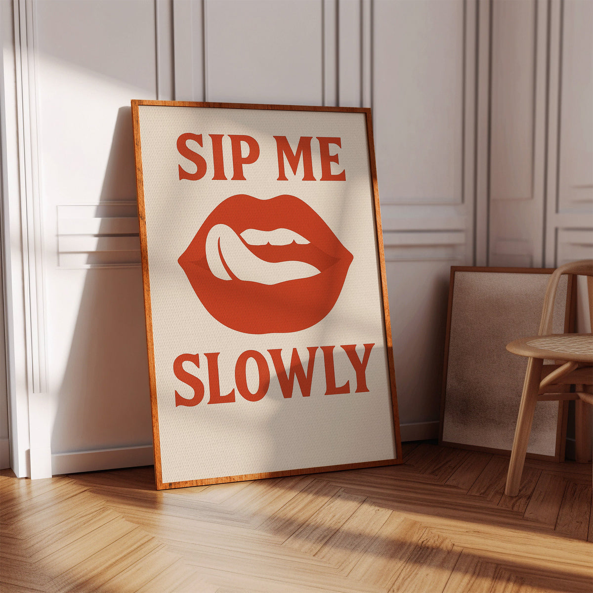 Sip Me Slowly Retro Lips Print