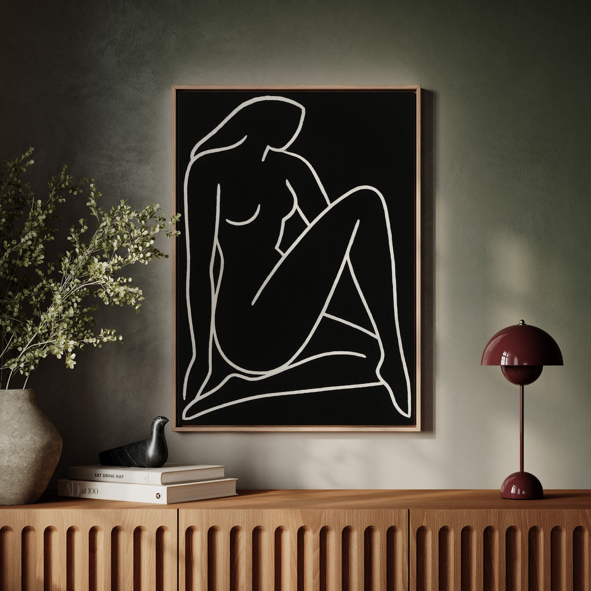 Reclining Muse in White Ink