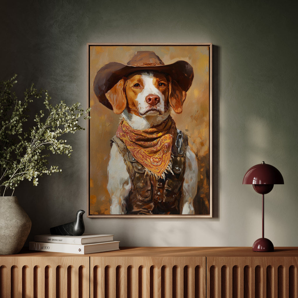 Brittany Spaniel Cowboy in Sunset Bandana