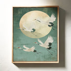Moonrise Flight of the Cranes