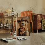 Golden Retriever Gunslinger in a Cowboy Hat