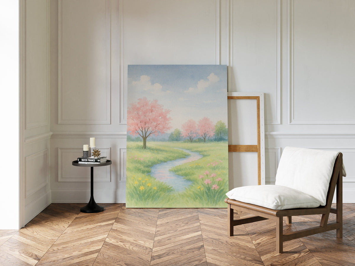 Spring Stream and Blossom Path