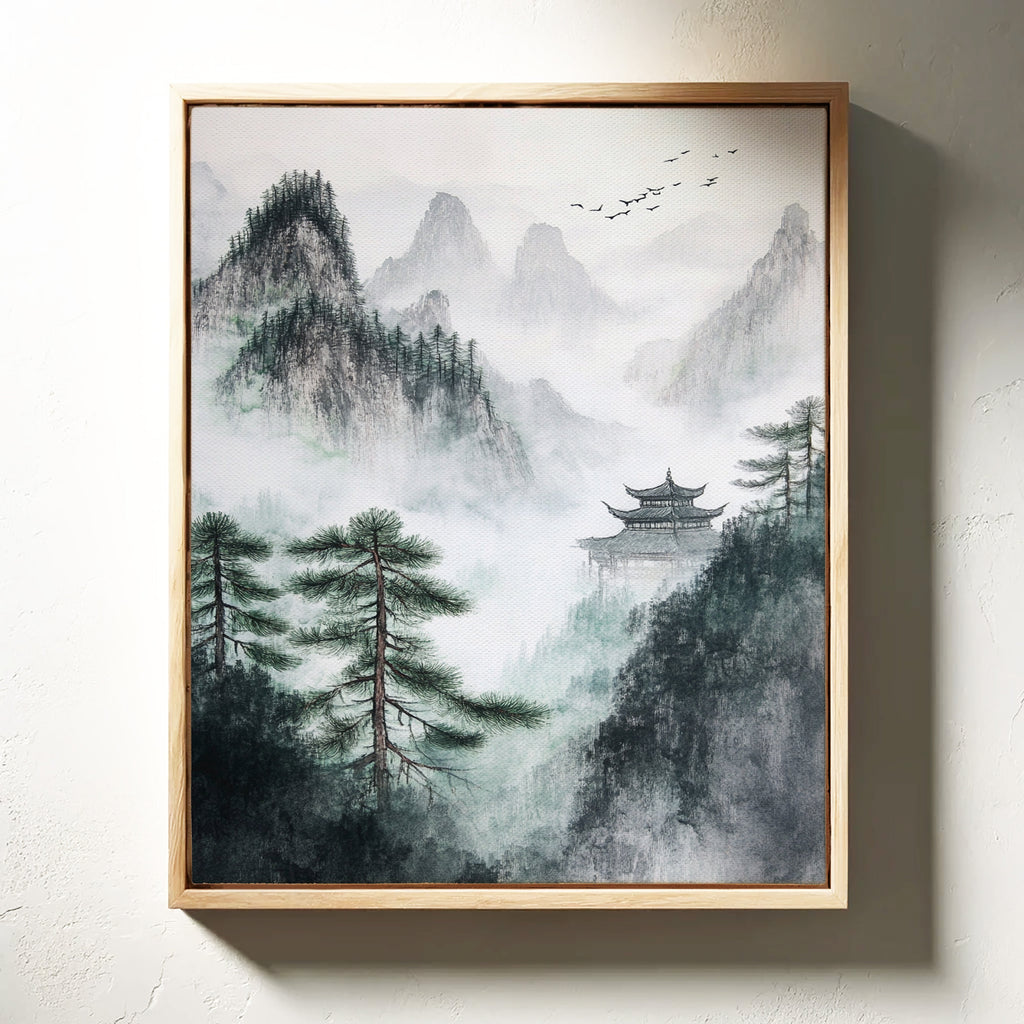 Misty Mountain Landscape – Tranquil Chinese Zen Wall Art