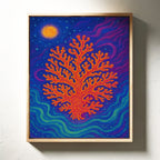 Cosmic Coral Under Moonlight