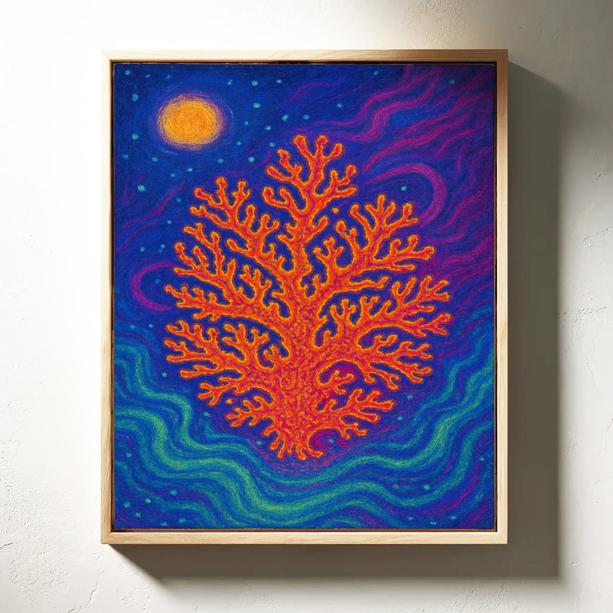 Cosmic Coral Under Moonlight