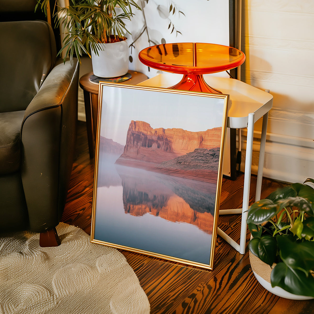 Desert Cliffs Reflected in Morning Mist