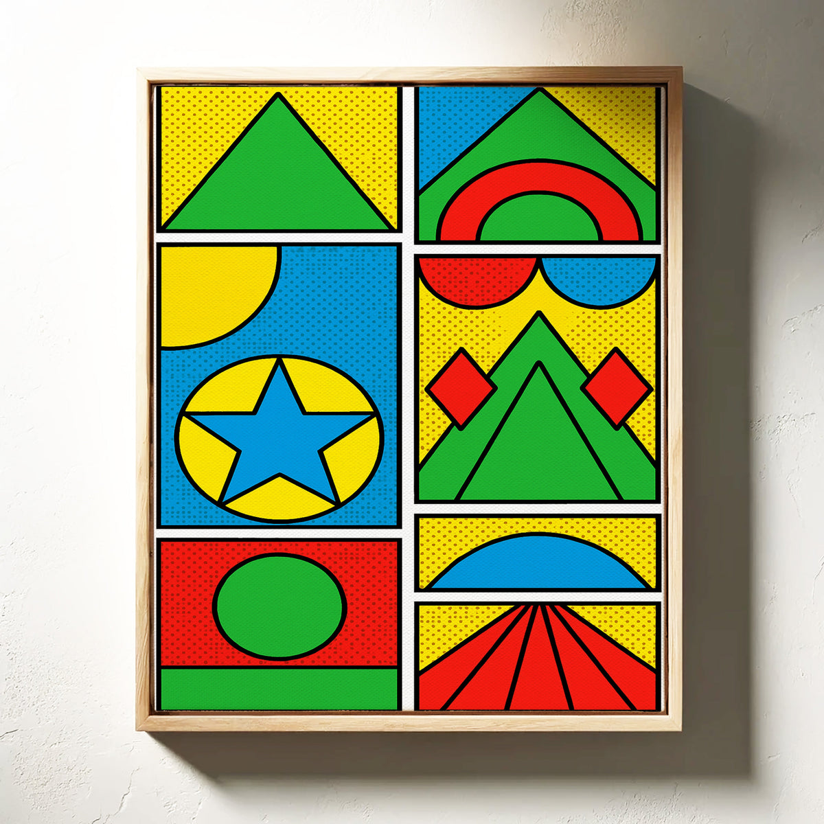 Pop Geometry in Primary Color Panels