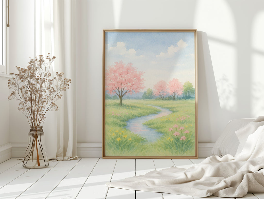 Spring Stream and Blossom Path