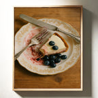 Blueberry Cheesecake on China Plate