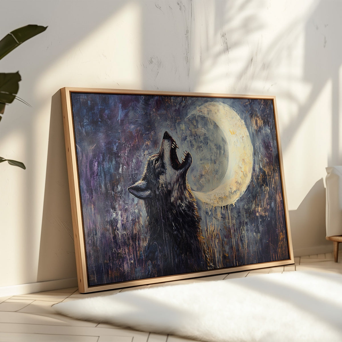Lone Wolf Howl Under the Moon