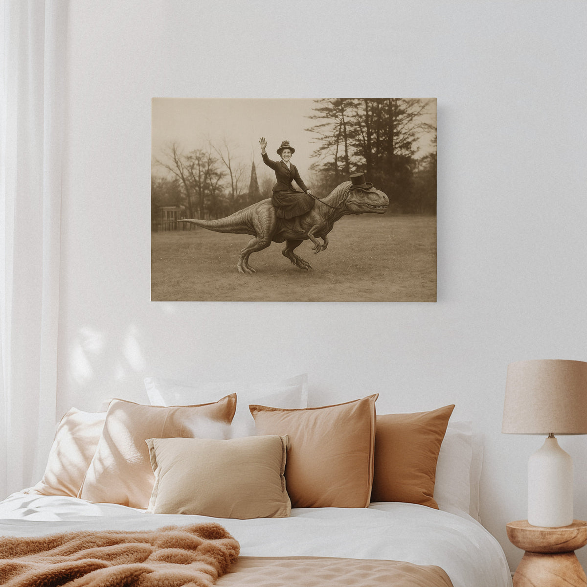Victorian Lady Riding a Top-Hat T-Rex