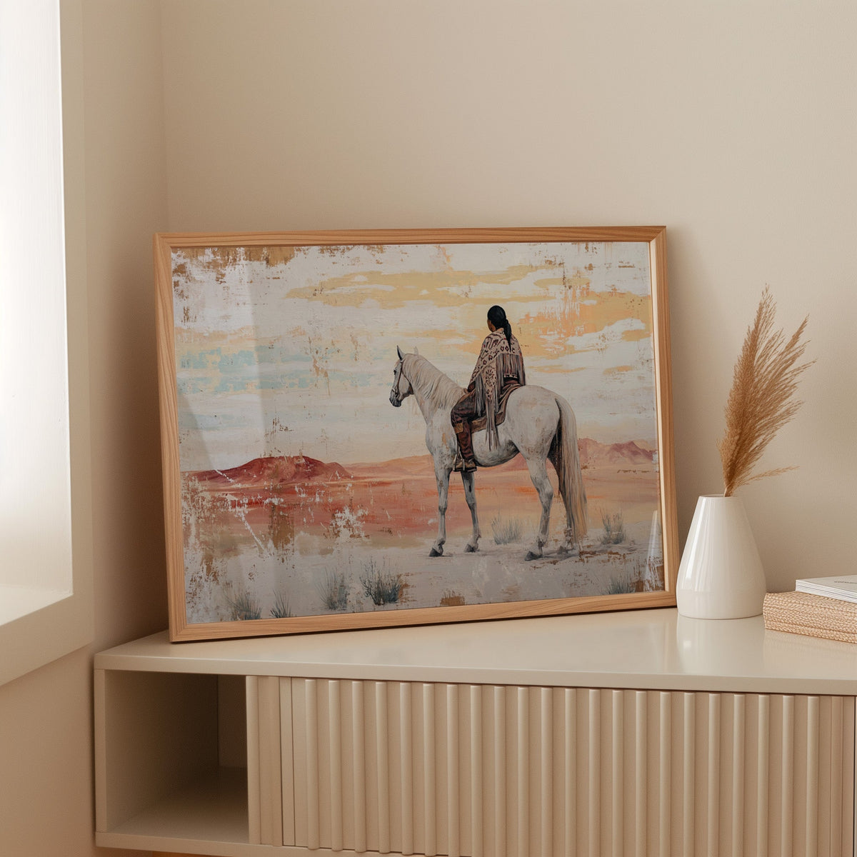 Desert Watcher on White Horse