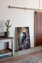 Midnight Raven: Gothic Floral Canvas Wall Art