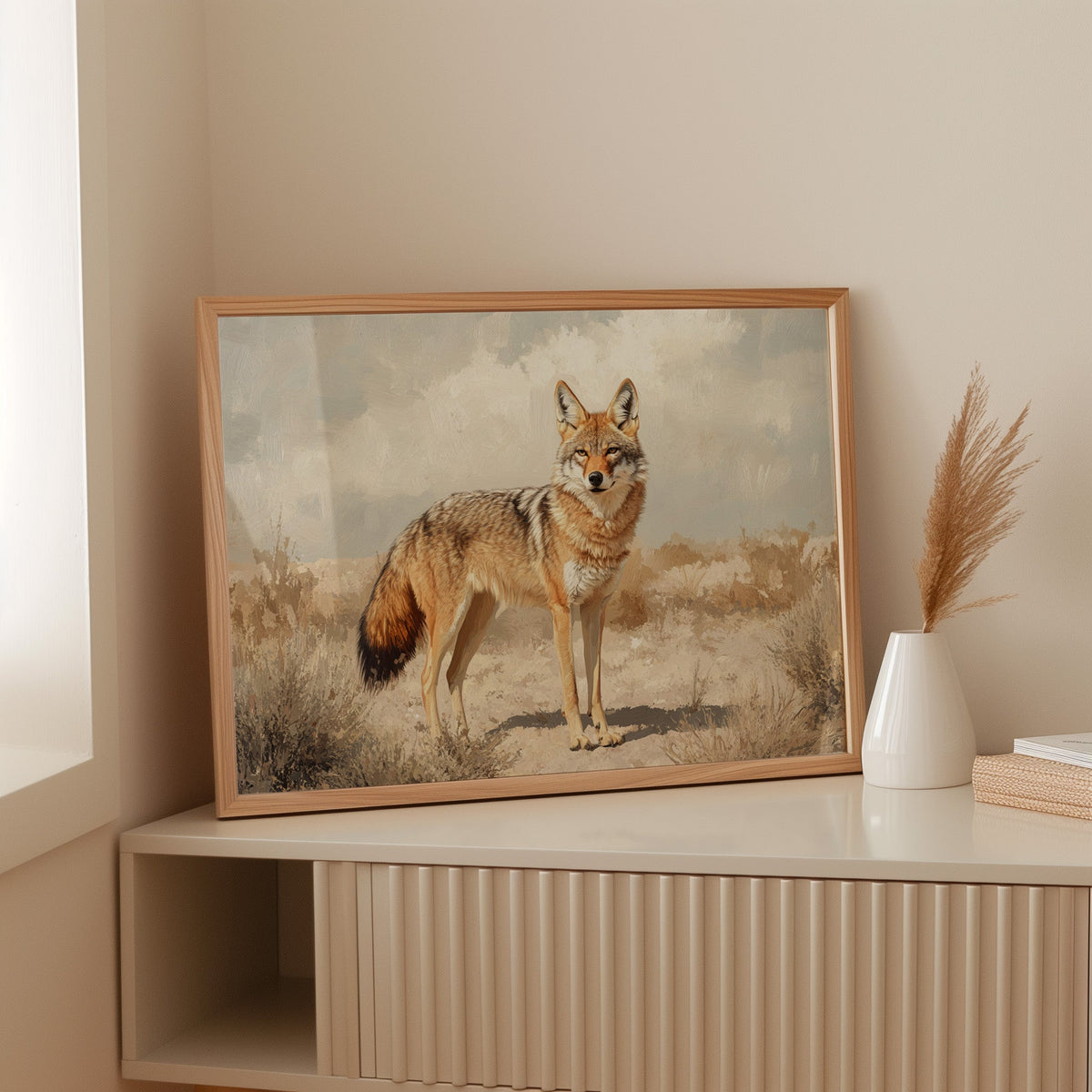 Lone Coyote in the Sun