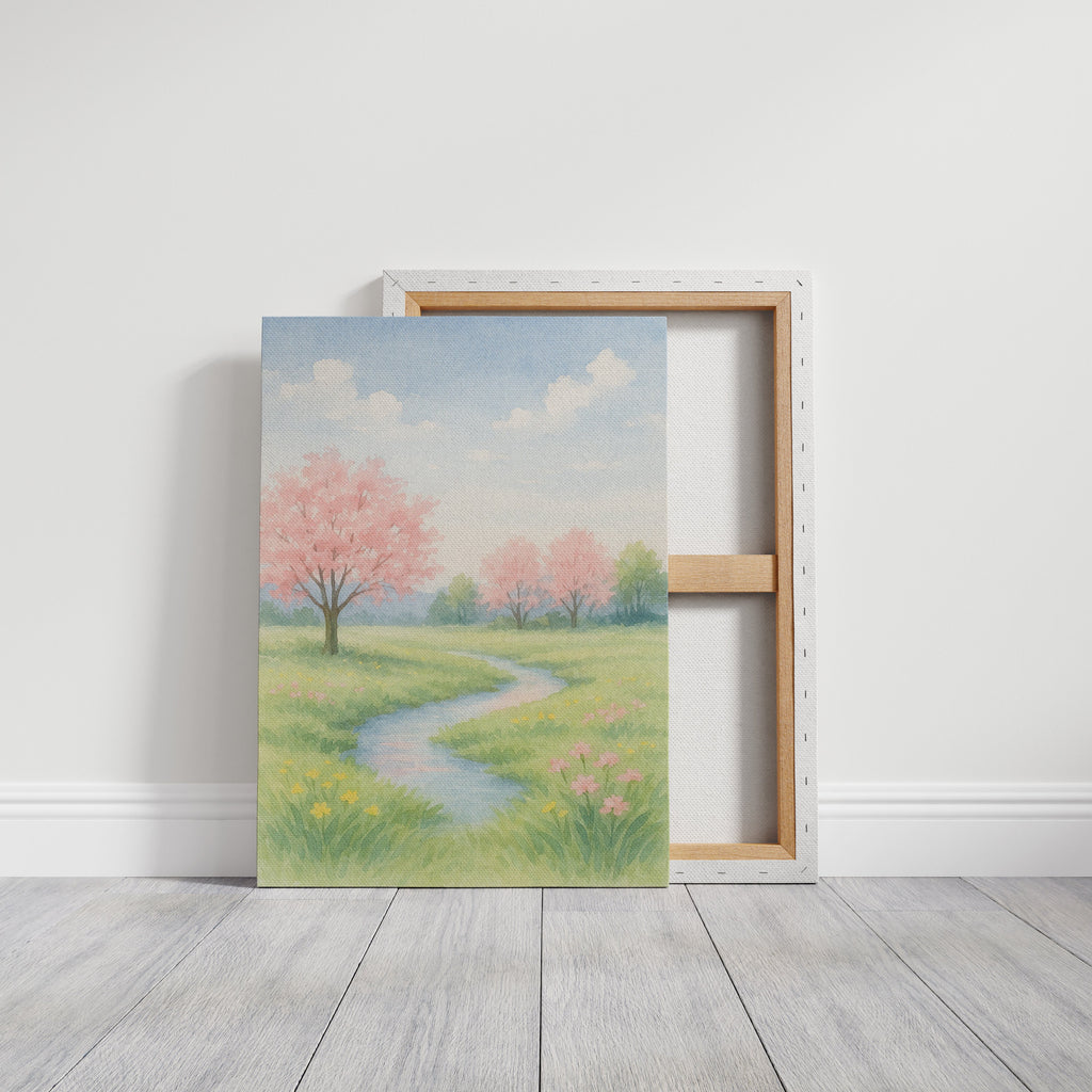 Spring Stream and Blossom Path