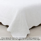 Serenity White Victorian Scalloped Medallion Floral Pure Solid Cotton Reversible Quilt Bedding Set