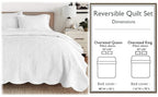 Serenity White Victorian Scalloped Medallion Floral Pure Solid Cotton Reversible Quilt Bedding Set