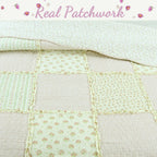 Sweet Peach Pink Floral Ruffle Scalloped Real Patchwork Cotton Reversible Quilt Bedding Set