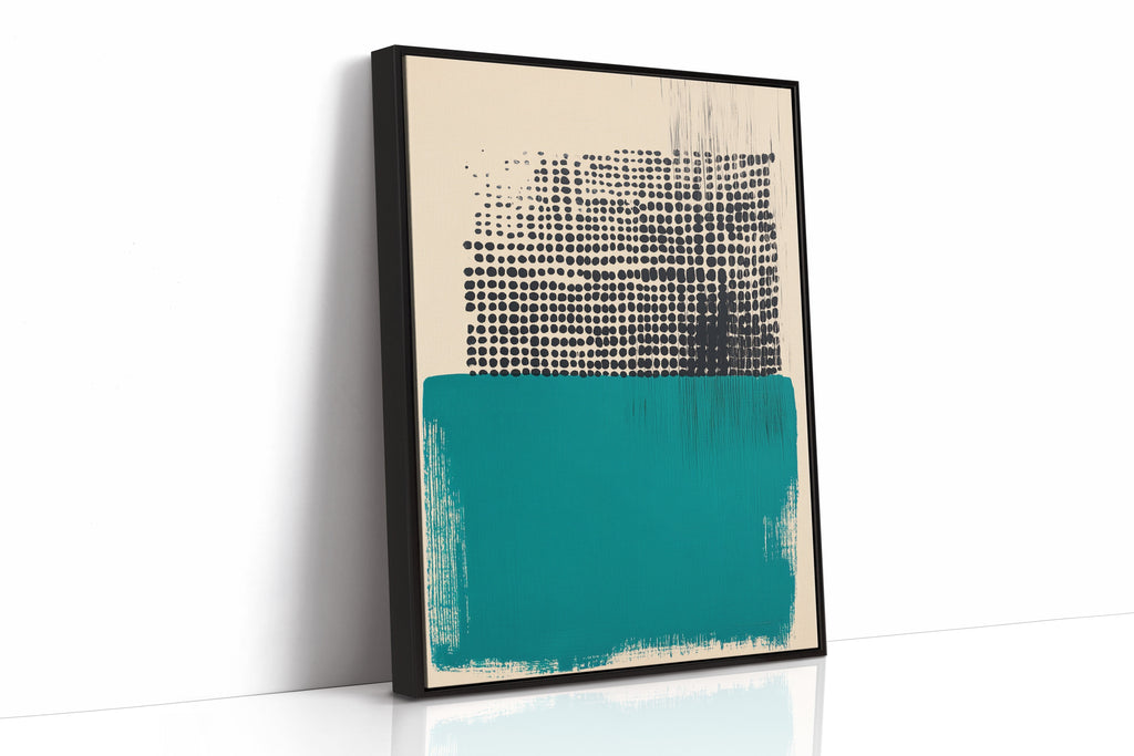 Modern Abstract Art Print in Teal and Black