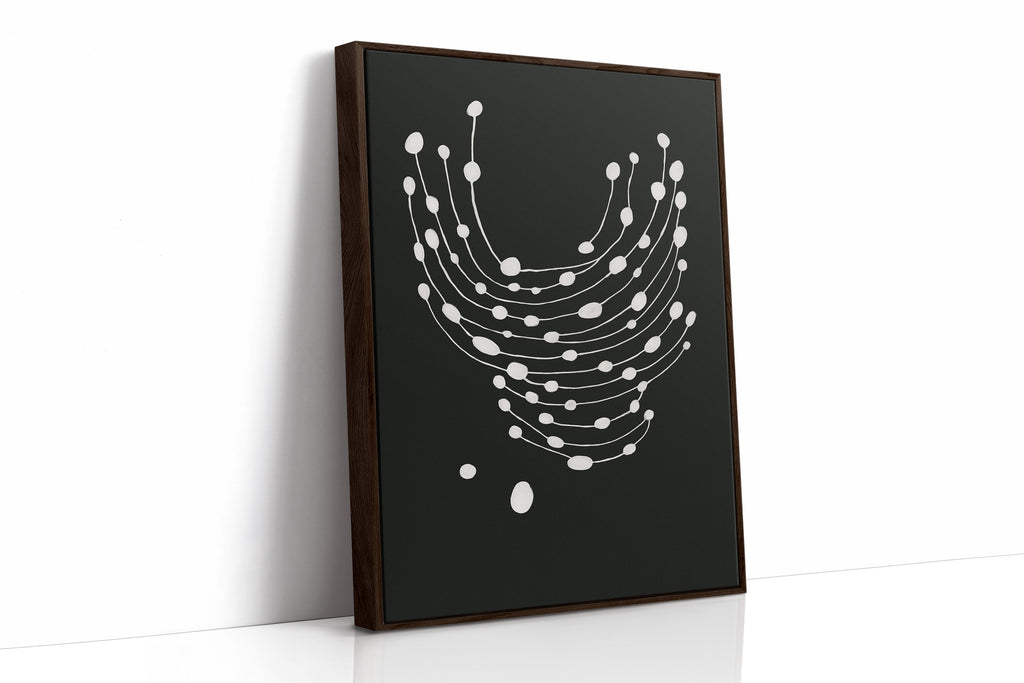 Minimalist Abstract White Dots on Black Canvas
