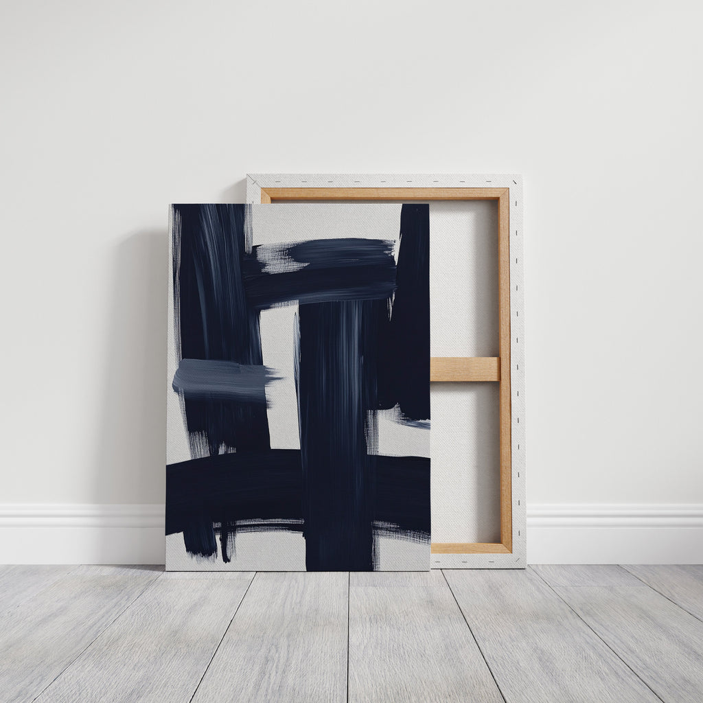 Midnight Crossings – Bold Navy Abstract Brush Art