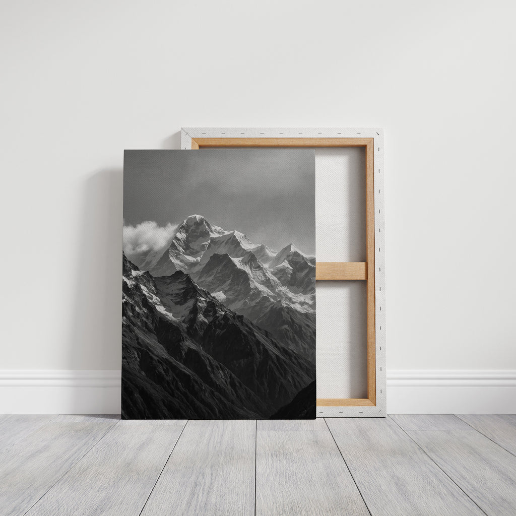 Monochrome Majesty – Black & White Alpine Mountain Print