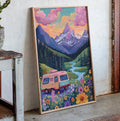 Vibrant Camper Van Landscape Canvas Art