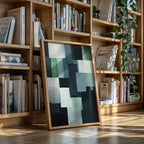 Forest Fade – Geometric Brushstroke Abstract Art Print