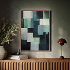Forest Fade – Geometric Brushstroke Abstract Art Print